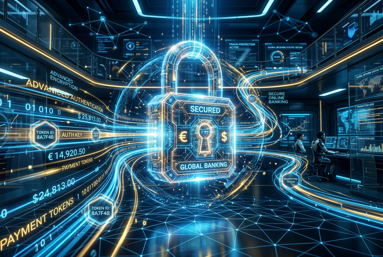 Cybersecurity symbols representing safe online gambling transactions