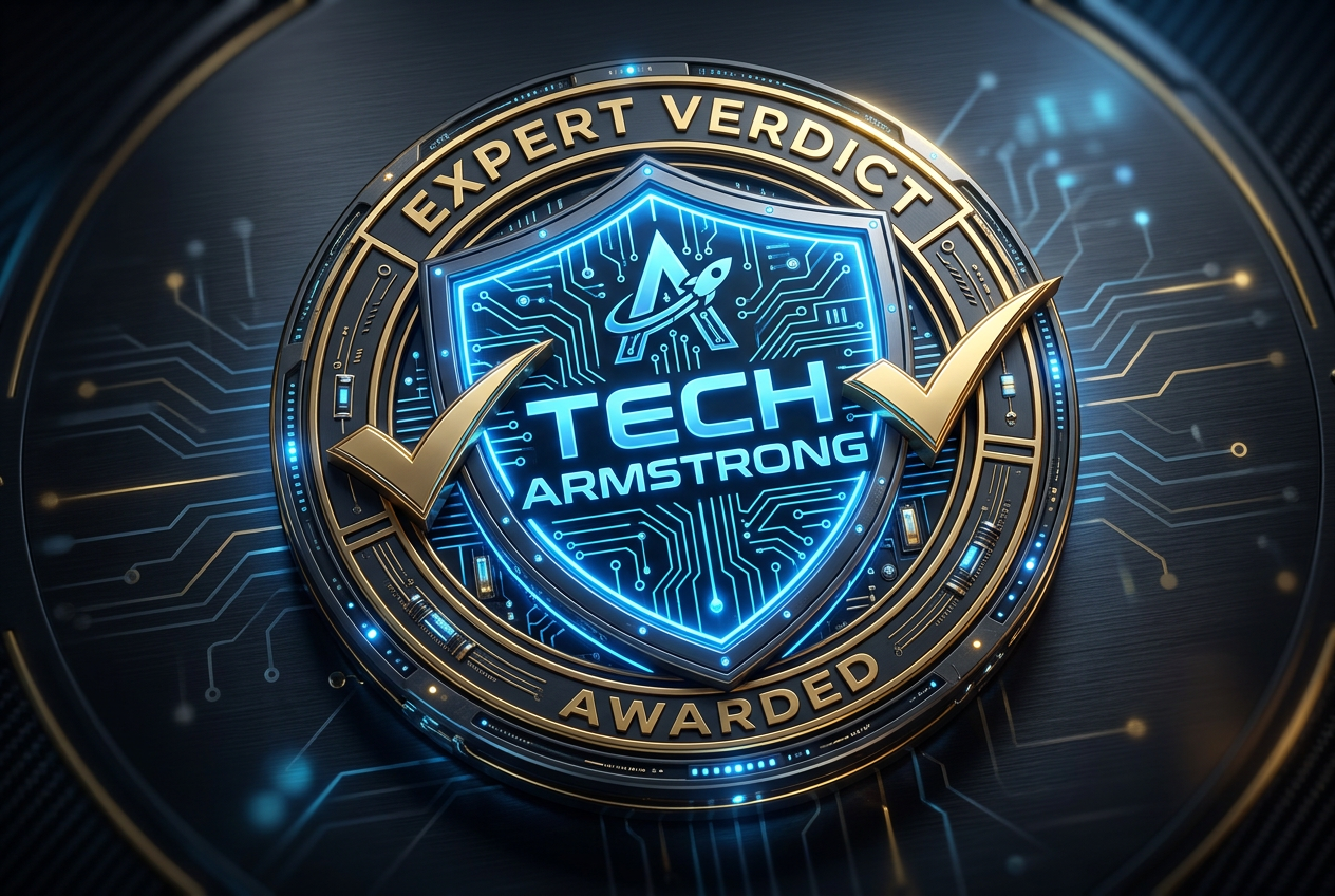 Podsumowująca grafika z pieczęcią jakości Tech Armstrong
